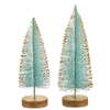 Raz 12" Set of 2 Blue Bottle Brush Trees Christmas Decoration 4606799 -2