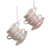 Kurt Adler 3" Set of 2 Pink and Gold Porcelain Tea Cup Christmas Ornaments J7853