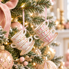 Kurt Adler 3" Set of 2 Pink and Gold Porcelain Tea Cup Christmas Ornaments J7853-2