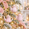 Kurt Adler 2.5" Set of 3 Porcelain Tea Pot With Stripes Christmas Ornaments J7854-2
