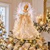 Kurt Adler 14" Lighted Fiber Optic Ivory & Gold Angel Christmas Tree Topper AD0604-10