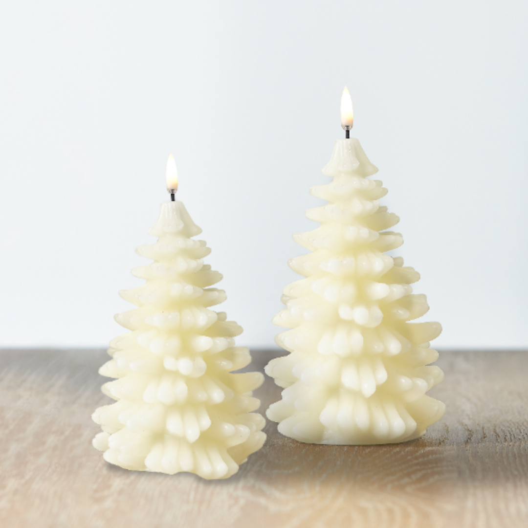 Uyuni 11" Moving Flame Ivory Unscented Taper Candle Set of 2 Raz