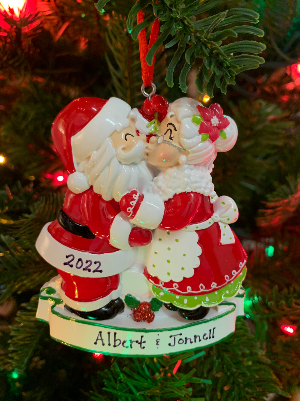 Mr And Mrs Clause Kissing Personalized Christmas Ornament