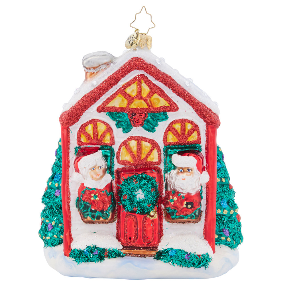 Christopher Radko Santa's Holiday Home Glass Christmas Ornament