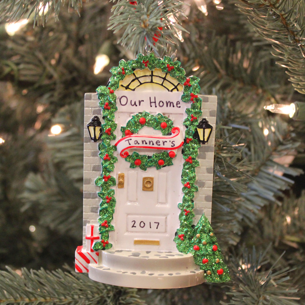 Front Door With Steps Personalized Christmas Ornament