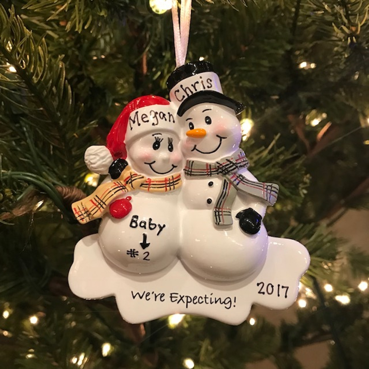 snowman engagement ornament