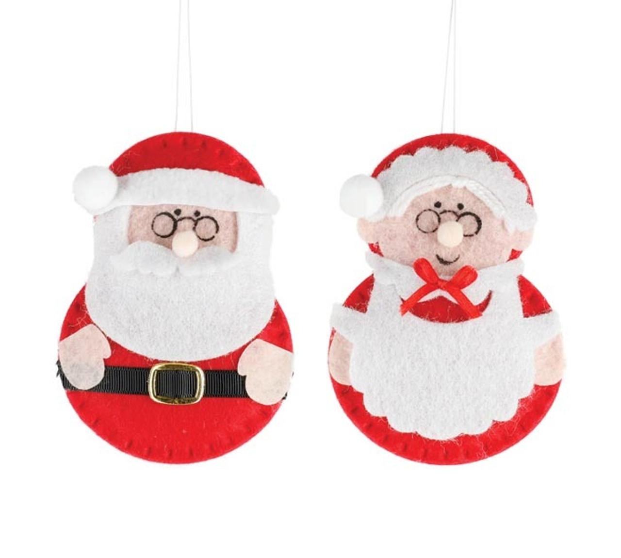 Conjunto de 2 enfeites de Natal de feltro Papai Noel e Sra. Claus | Burton  and Burton | Enfeites de Natal | Enfeites de Natal exclusivos | Enfeites de  Natal do Papai Noel