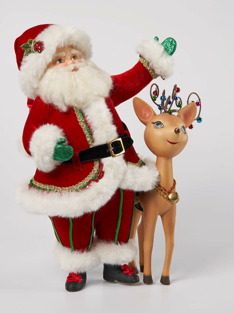 Santa Claus Red Glitter Suit pants fur Santa Red Suit Christmas hanger Ornament 
