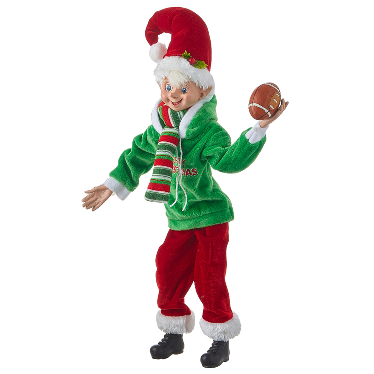 NEW 2019 Raz 16" Dark Green and Red  Plaid Posable Elf Christmas Figure 3902256 