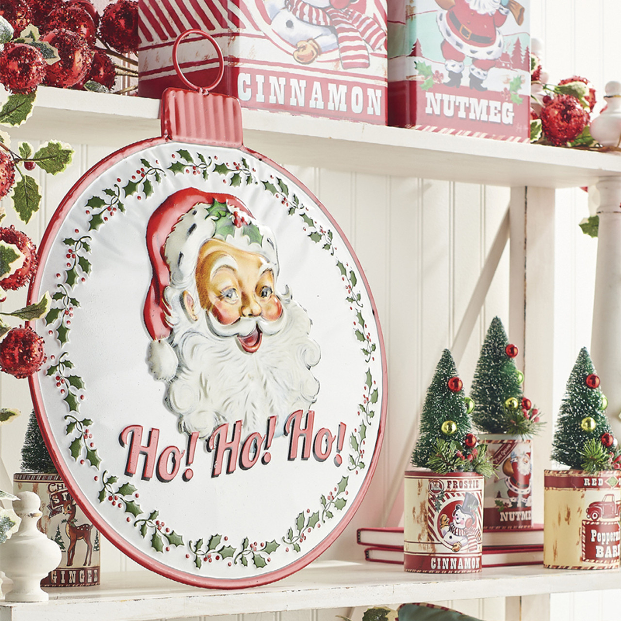 Holidays MERRY CHRISTMAS Santa Seasons GREETINGS Tabletop Desk Sign Art Decor 