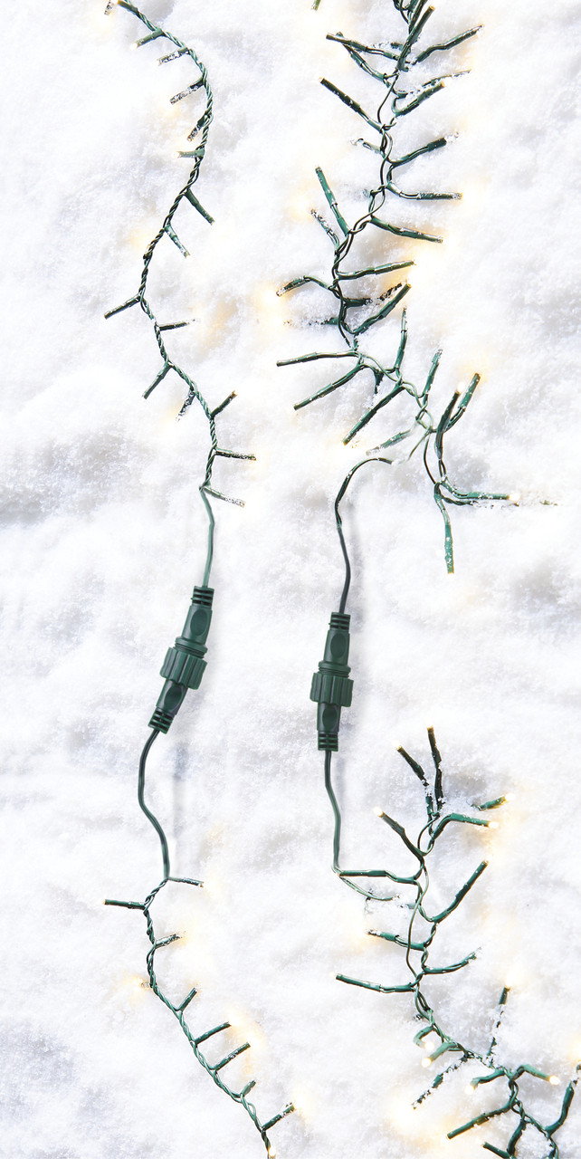 Raz 34' Connectable Cluster Garland Green Wire with White Lights