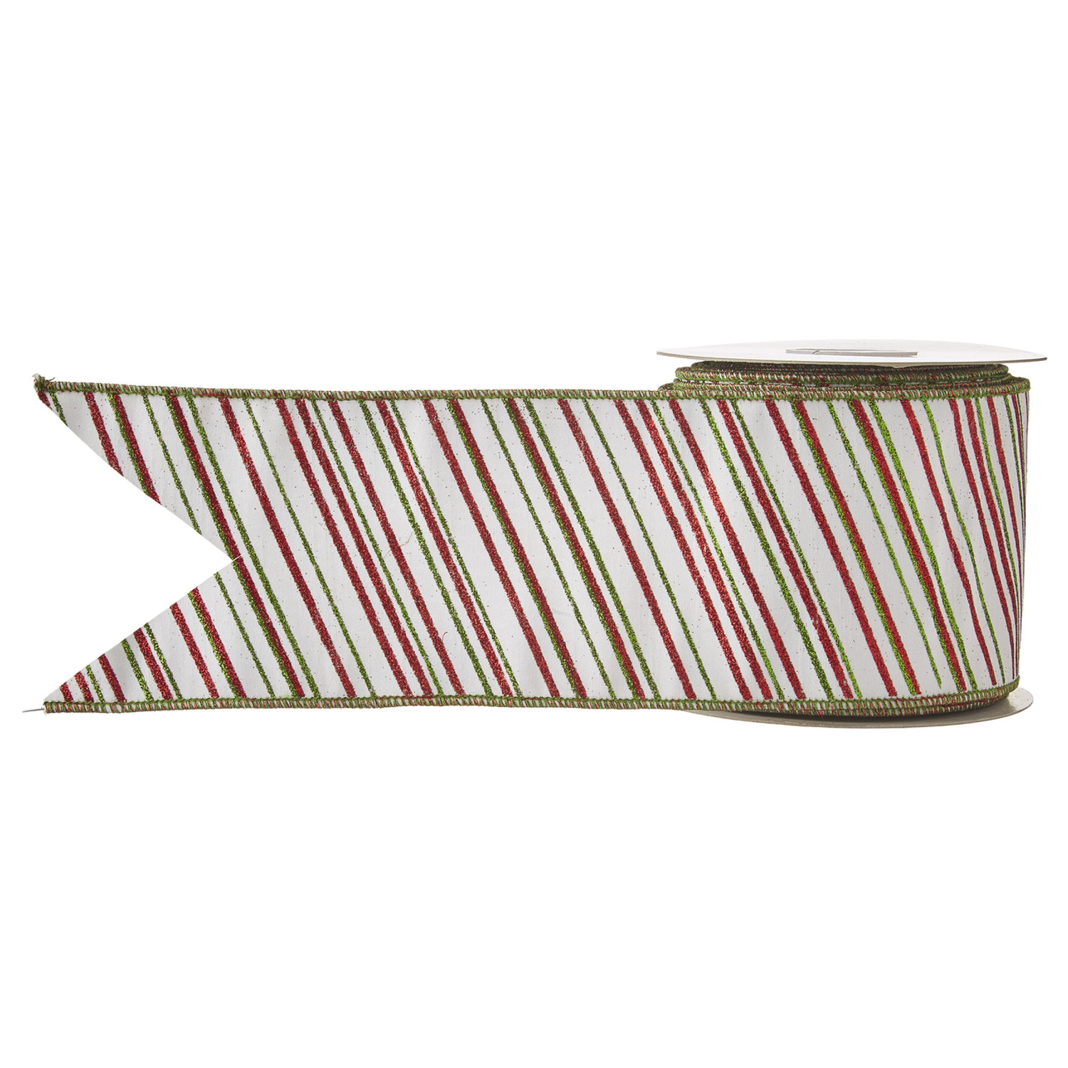 Raz 2.5 Red and White Striped Wired Christmas Ribbon R4071775