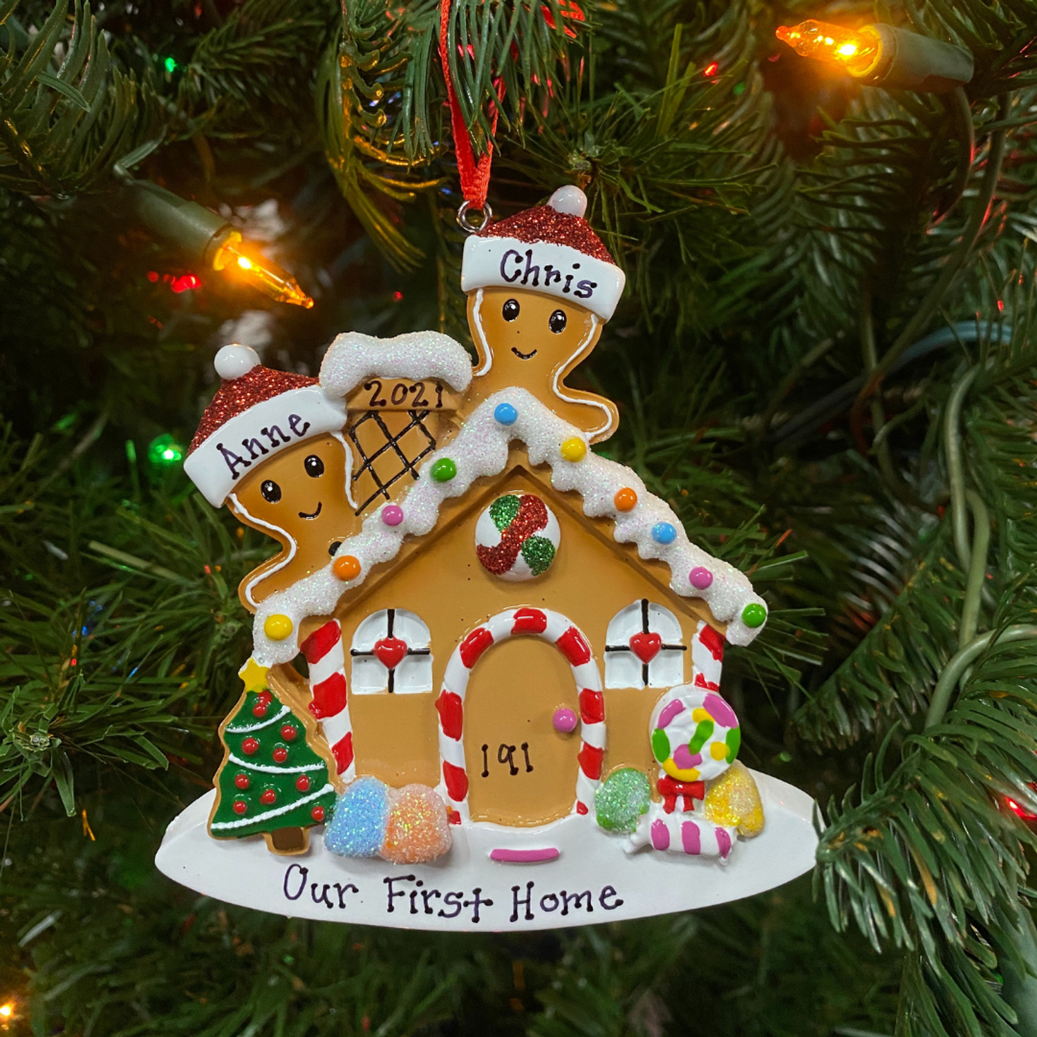 Gingerbread House Couple Personalized Christmas Ornament OR1872-2