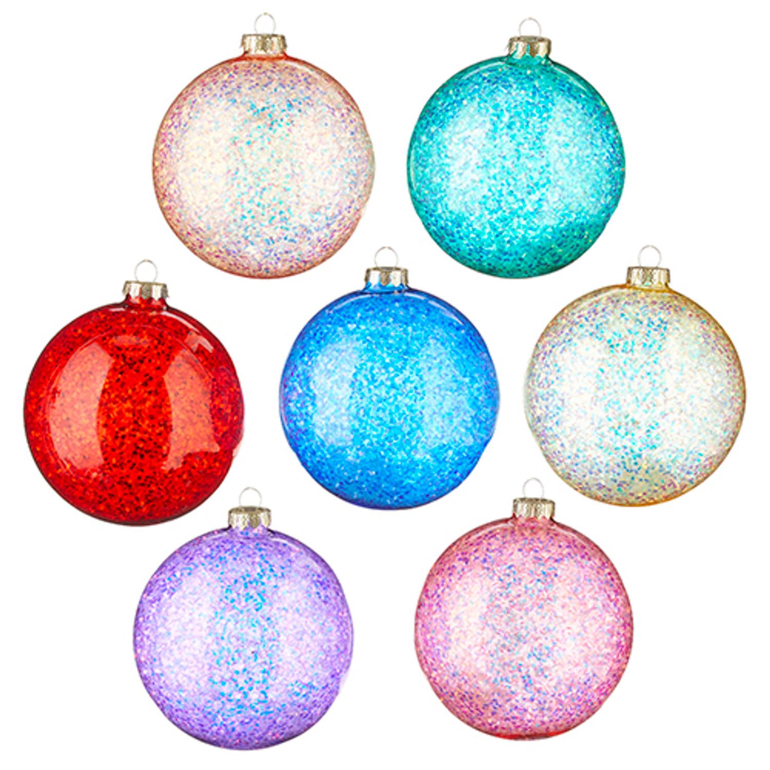 Plastic Every Day is Christmas Ornaments 48ct 40mm Glitter Rainbow