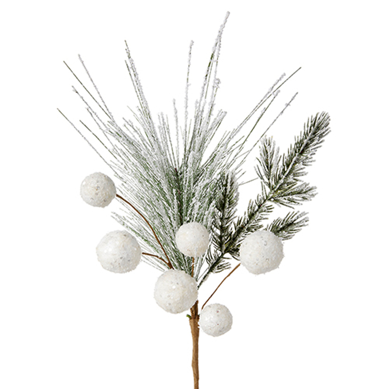 Raz Imports 20 Snowball and Greenery Christmas Tree Pick F4206702 by The Jolly Christmas Shop