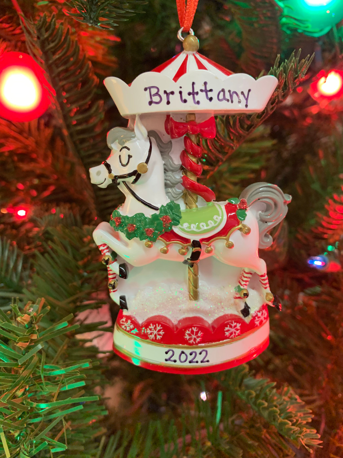 Nostalgic Carousel Personalized Christmas Ornament OR2392