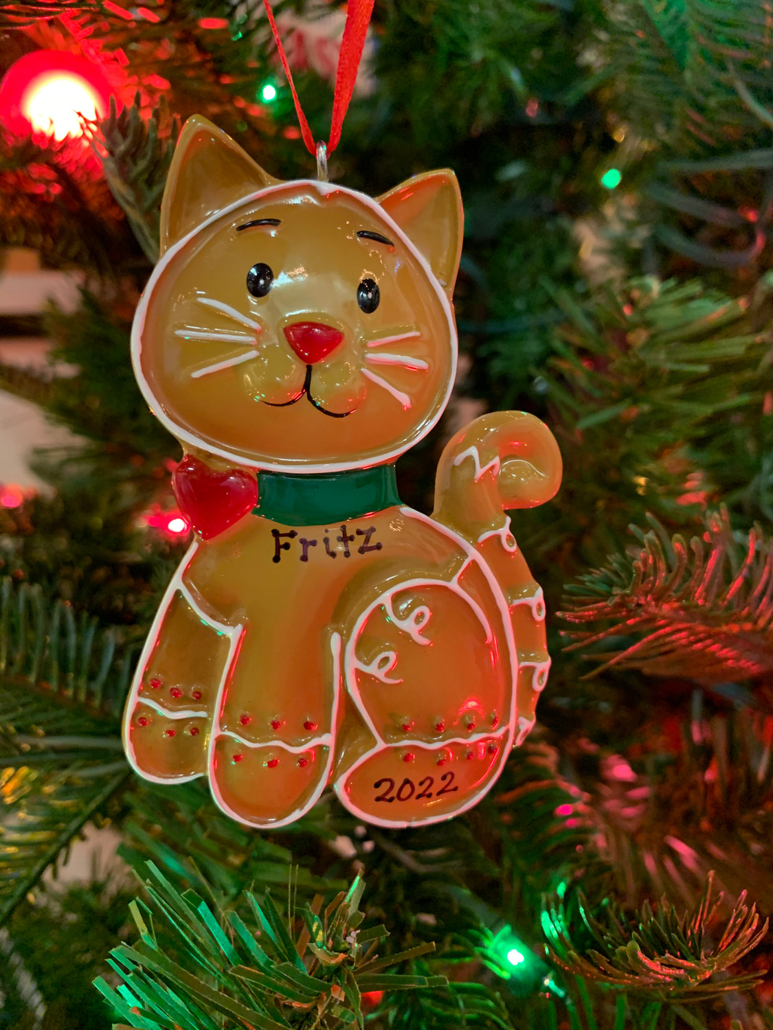 Gingerbread Cat Personalized Christmas Ornament OR1221