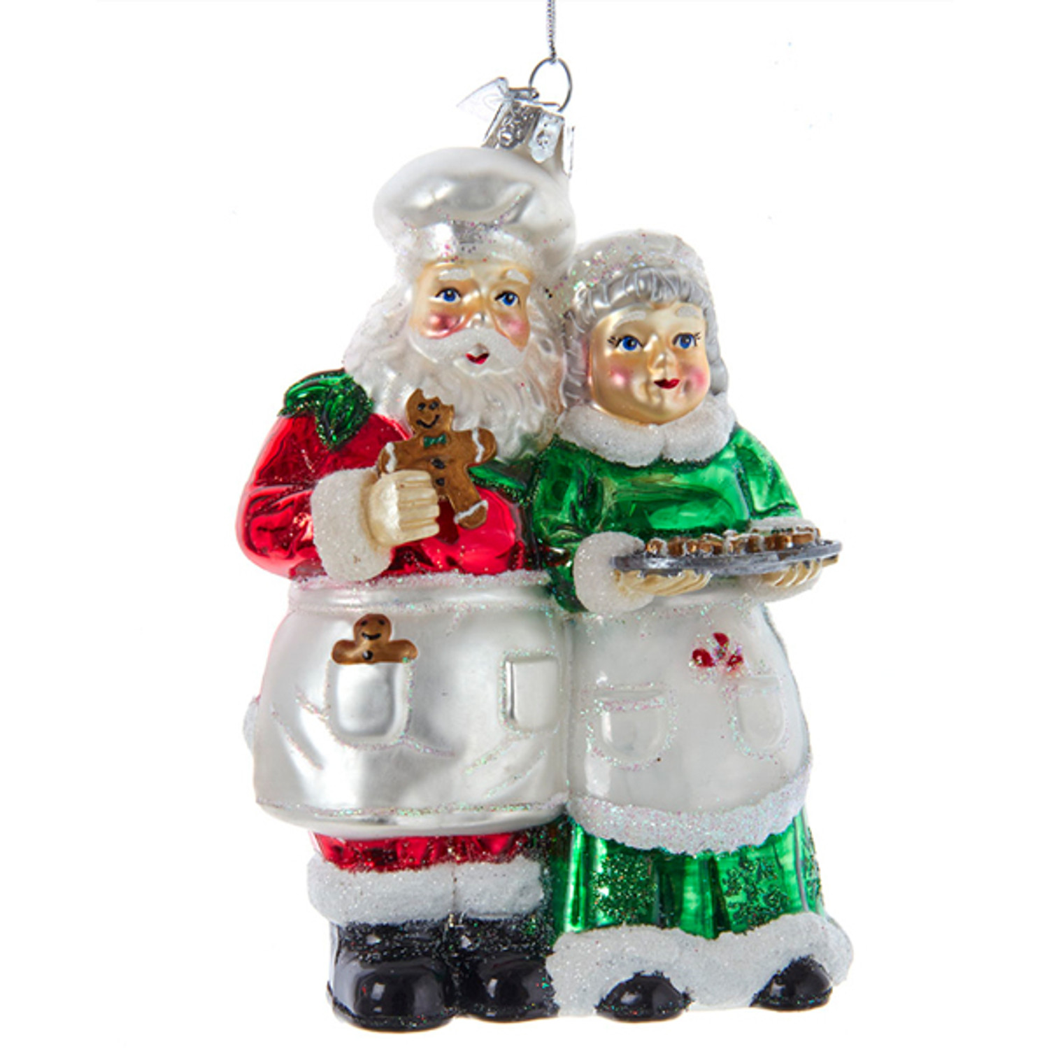 Kurt Adler 5 Noble Gems Mr. u0026 Mrs. Santa With Cookies Glass Christmas  Ornament NBX0067