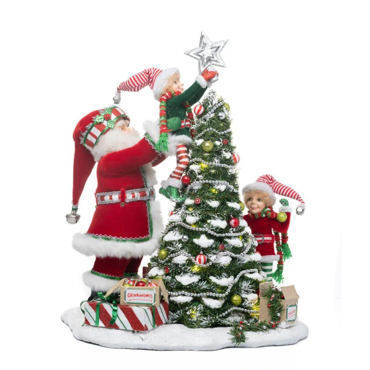 مجموعة كاثرين 17.75 "Peppermint Palace Elves تزيين شجرة الكريسماس | مجموعة  كاثرين | ديكور عيد الميلاد | تحصيل عيد الميلاد