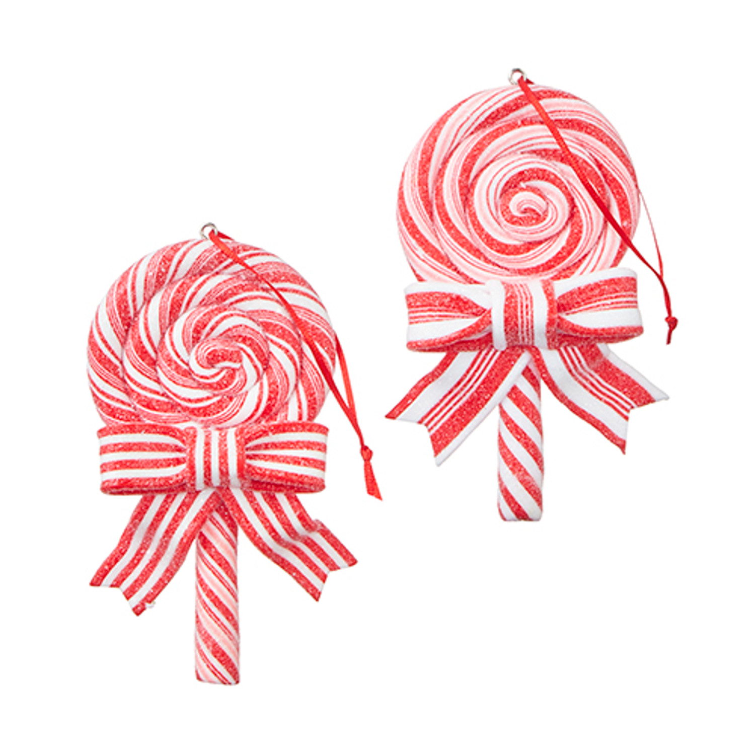 RAZ 4 Red and White Ribbon Candy Ornament - set of 3