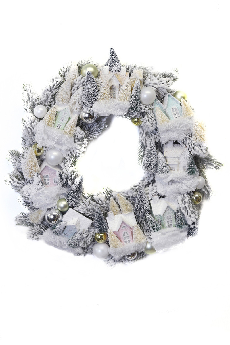 Cody Foster Village Putz House Wreath - Thumbnail 2
