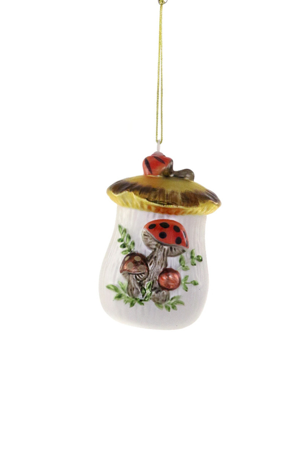 Cody Foster 3.75 Mushroom Cookie Jar Glass Christmas Ornament GO-8983