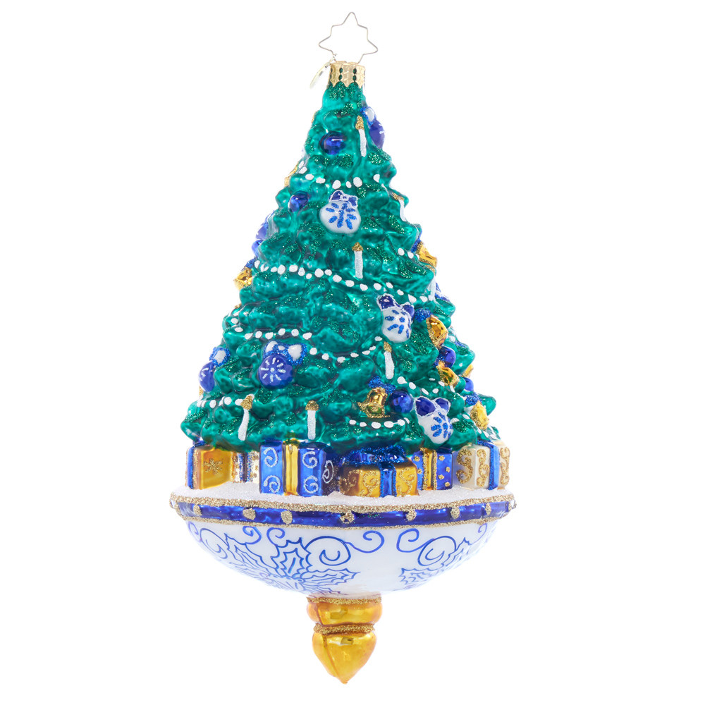 Christopher Radko Chinoiserie Spruce Glass Christmas Ornament