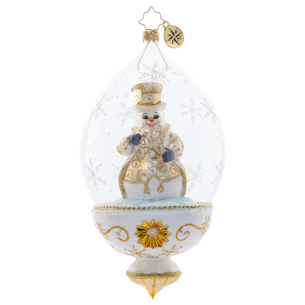 Christopher Radko Golden Snowman Globe Glass Christmas Ornament