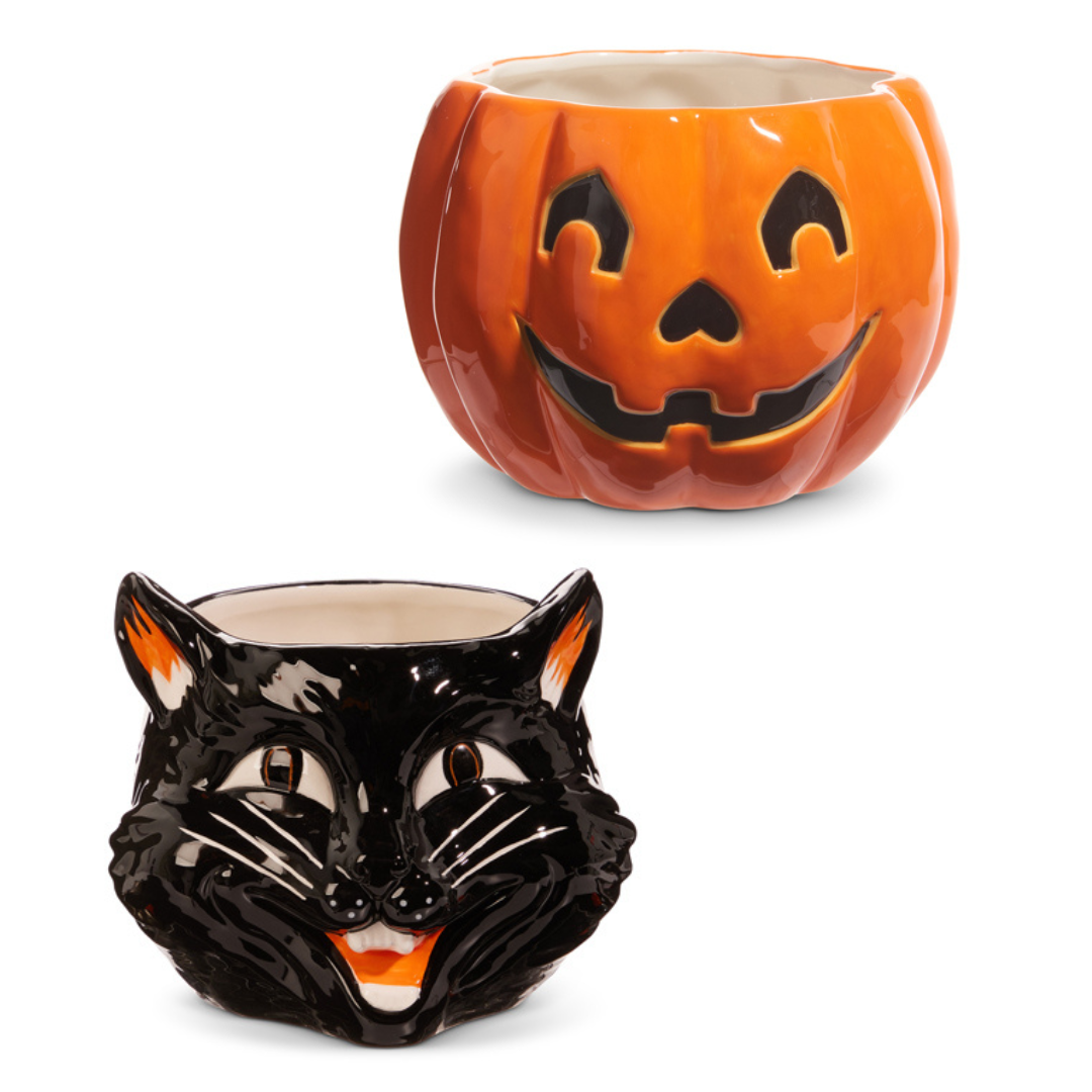 Raz Scaredy Cat or Jack O Lantern Container Halloween Decoration