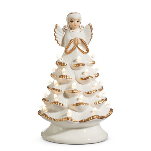 Addobbi Albero Di Natale Bianco 20 Pezzi Con Ali D'Angelo In Piuma, Fiocchi Di Neve E Bamboline, Decorazioni Natalizie