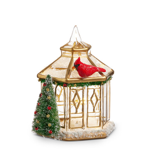 Raz Glass Lighted Gold Church or Pagoda Christmas Figure - Thumbnail 4