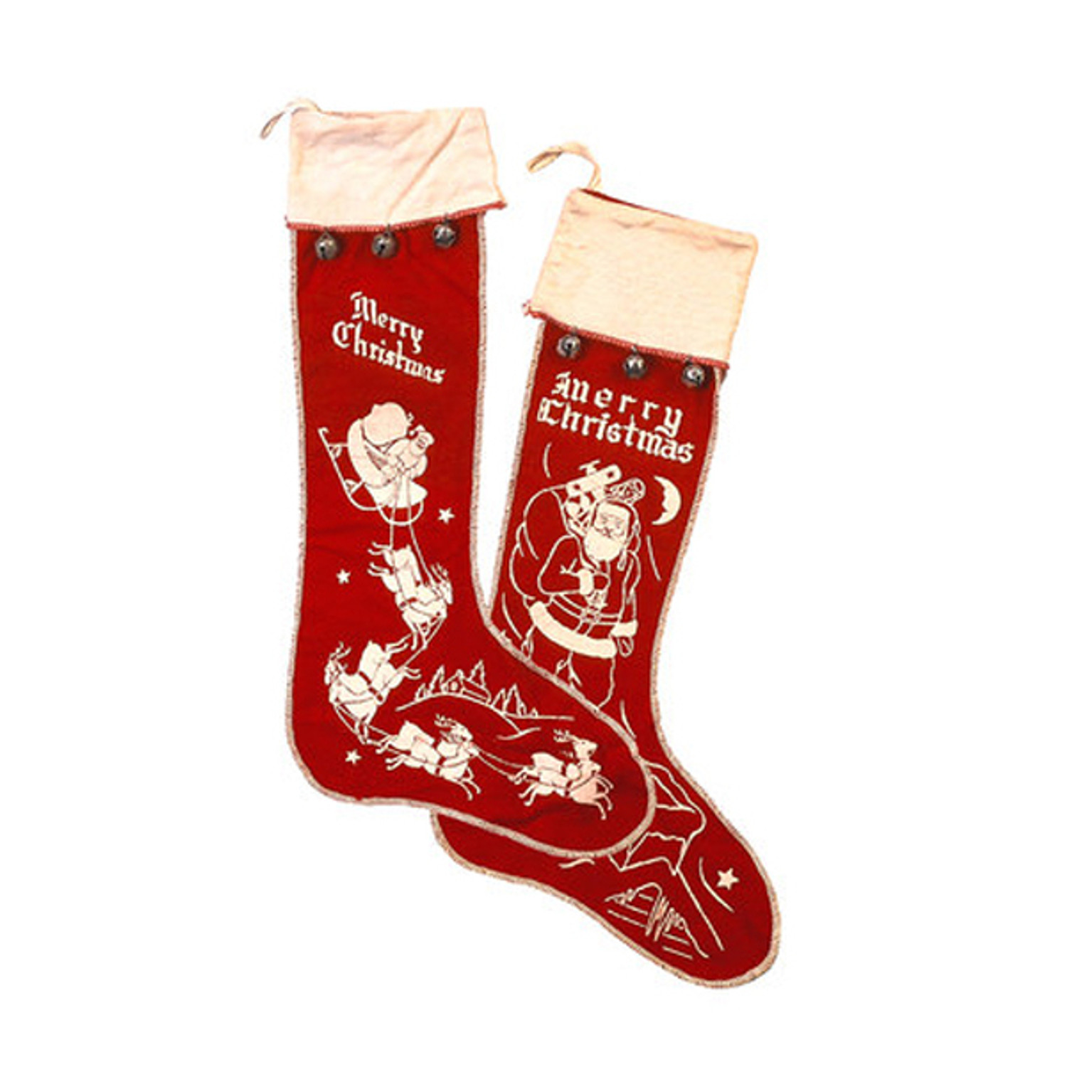 Vintage Inspired Large Felt Christmas Stockings set of 2 2269