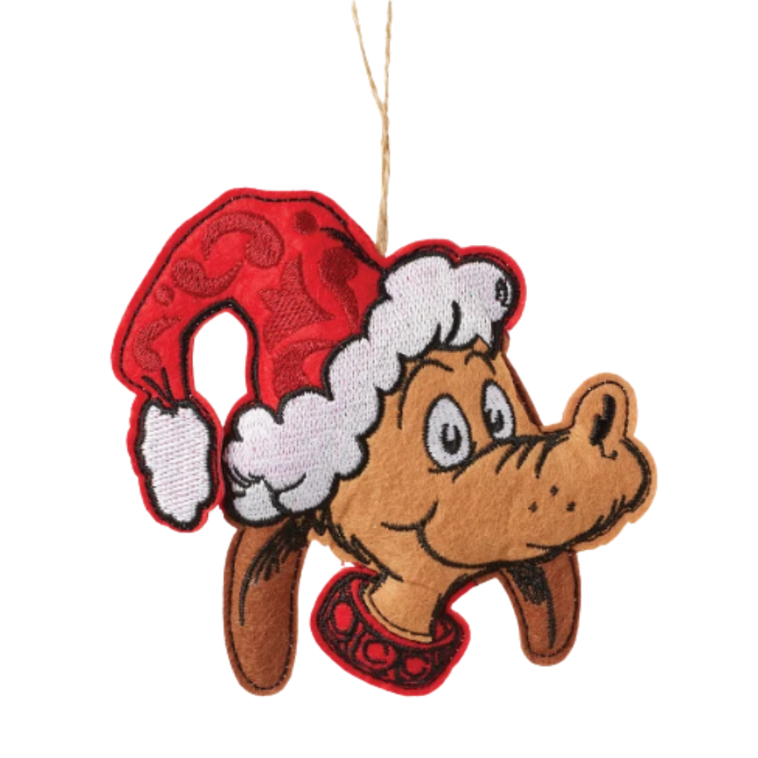 Department 56 Jim Shore Seuss Grinch Felt Max in Santa Hat