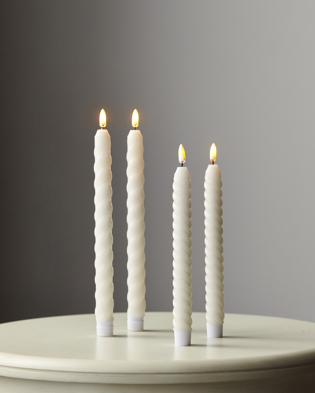 Raz Ivory Twist Battery Operated Realistic Flame Taper Candles