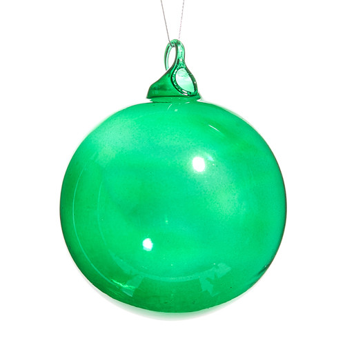 Raz 4" or 5" Green Blown Glass Ball Christmas Ornament - Thumbnail 2