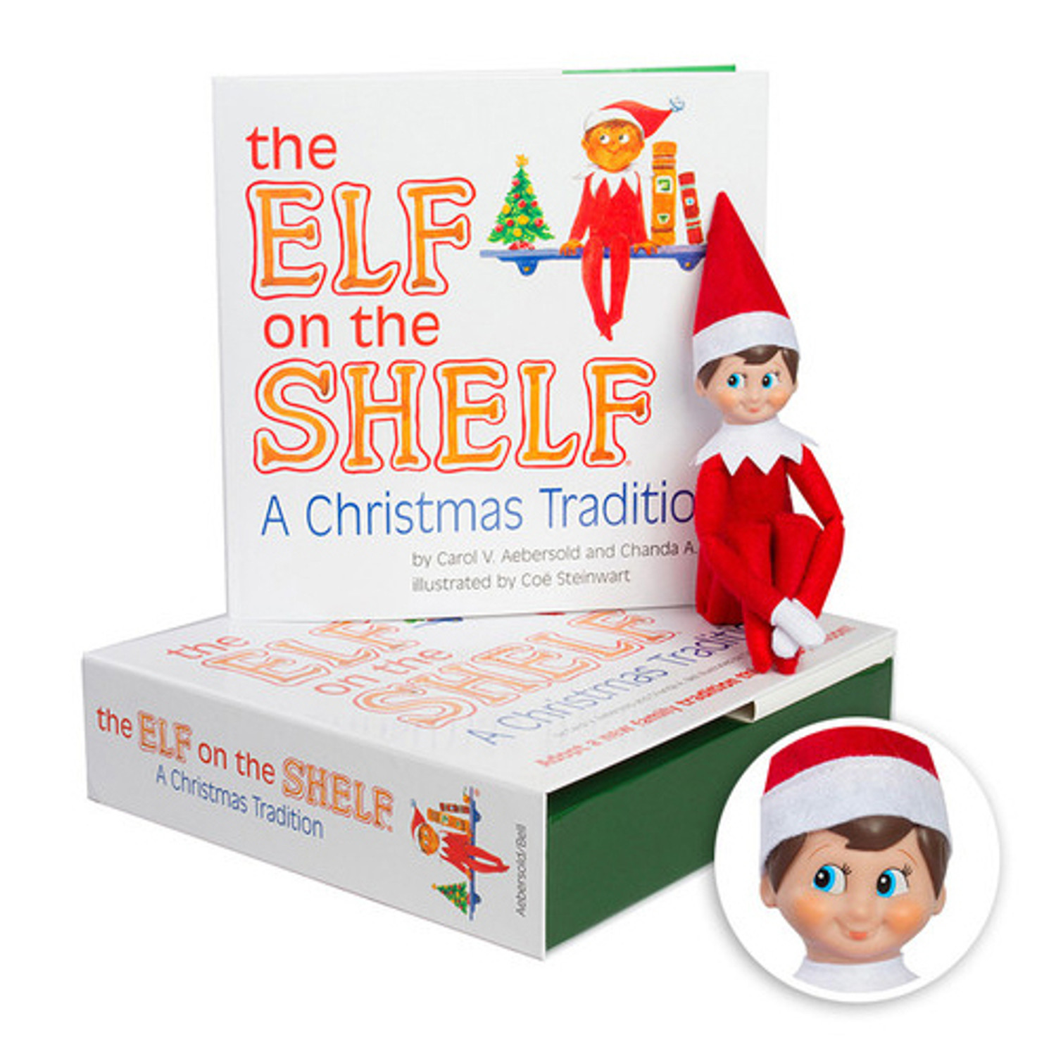 The Elf on the Shelf: A Christmas Tradition Box Set includes boy scout elf  w/ light skin tone