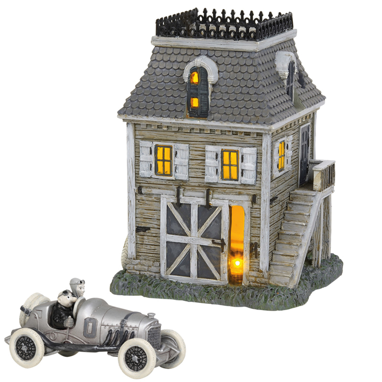 Department 56 Addams Family Midyear Set Carriage House and