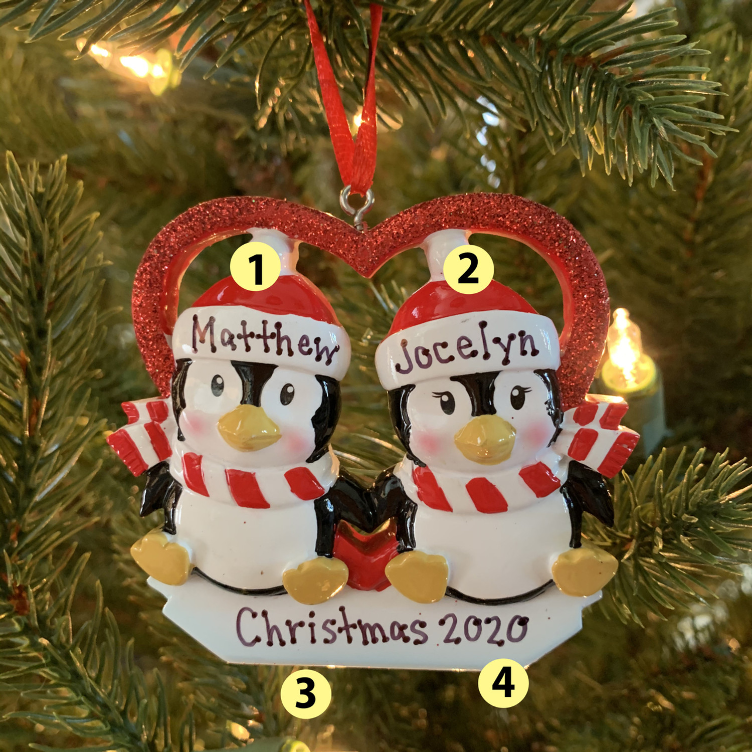 Penguin Couple First Christmas Personalized Christmas Ornament OR1721