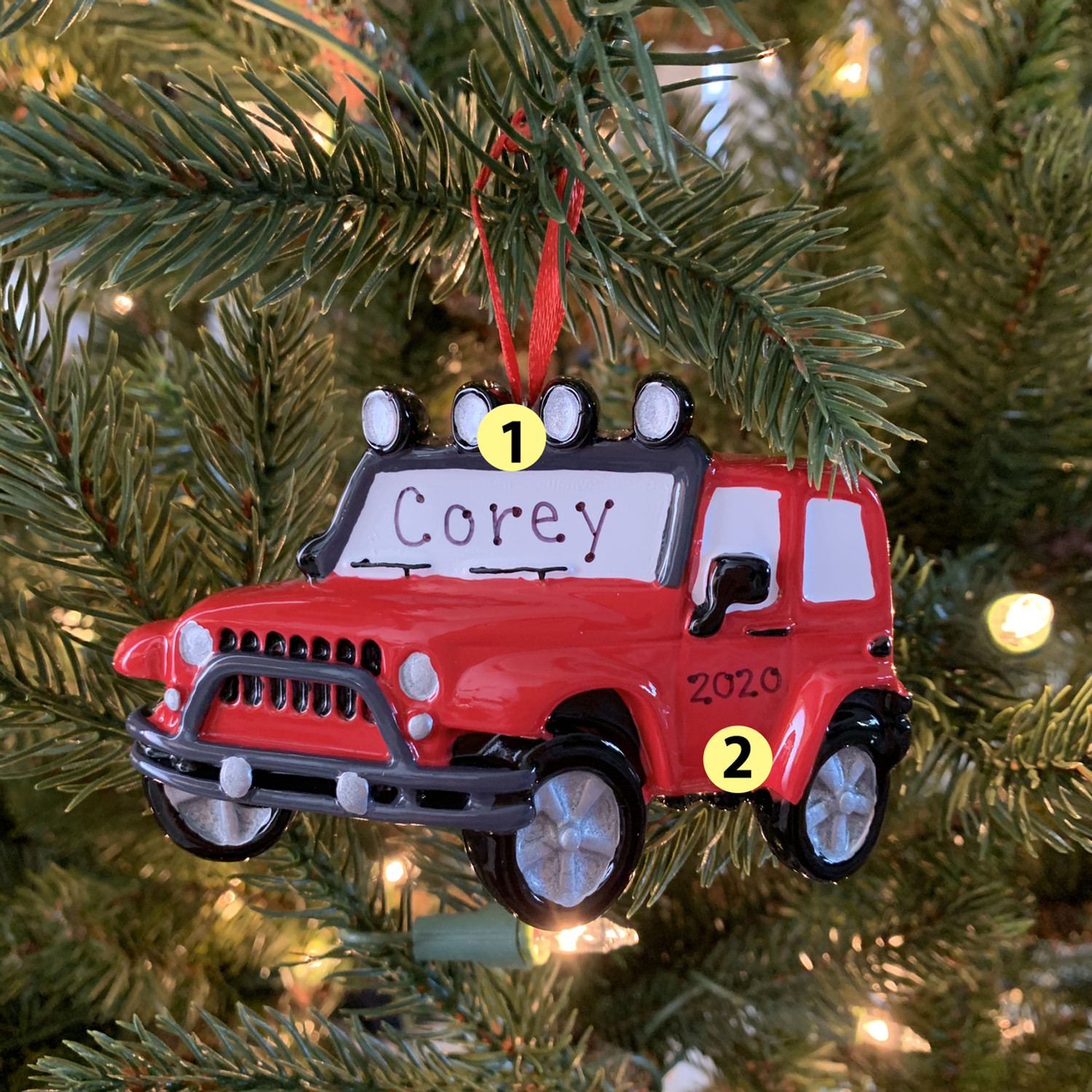 Red Jeep Personalized Christmas Ornament Personalized Christmas   Apijyacav  86467.1646091900 