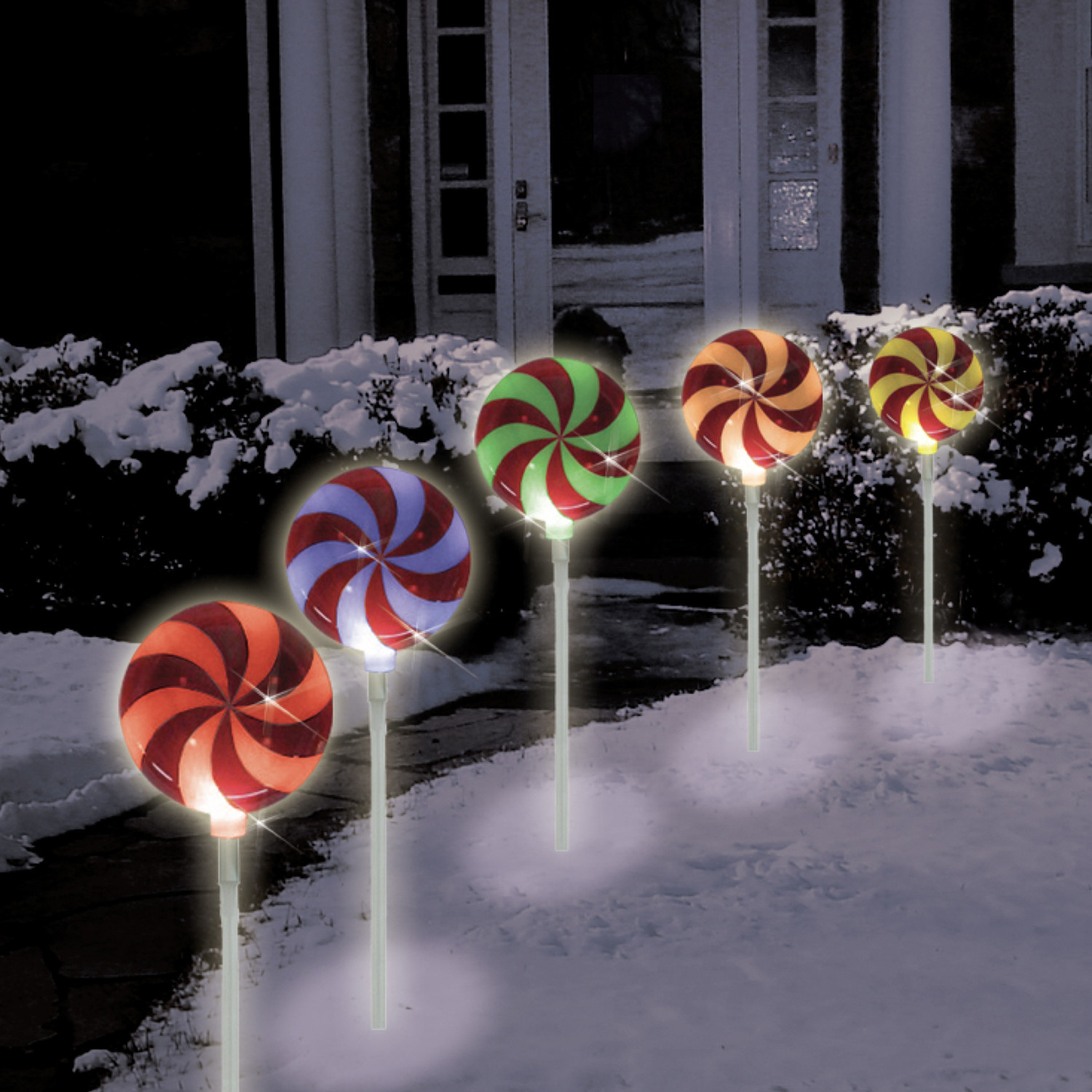 Disney 3-Marker Multicolor Mouse Christmas Pathway Markers at