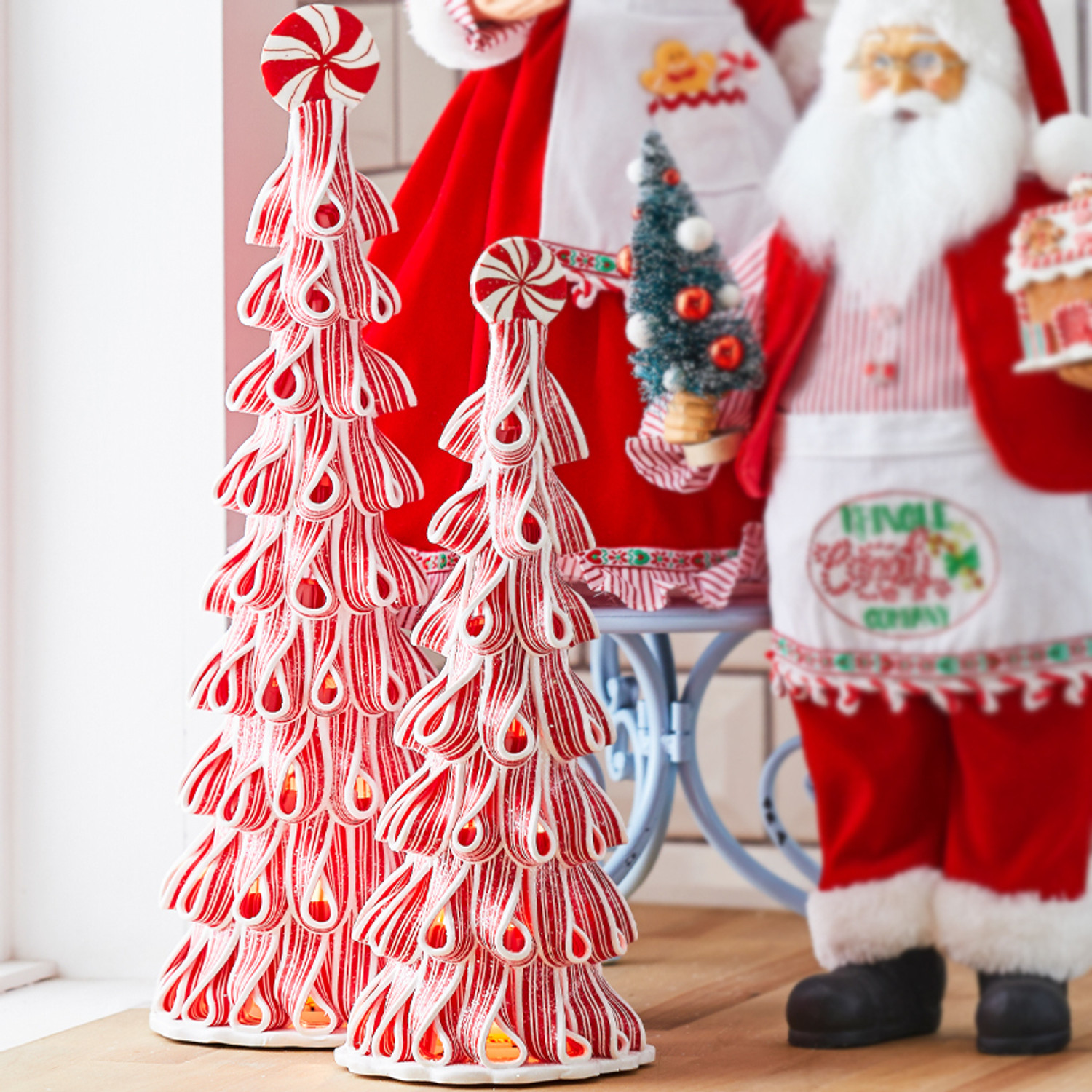 Set de 5 décorations de Noël bonbons blancs et dorés 7cm