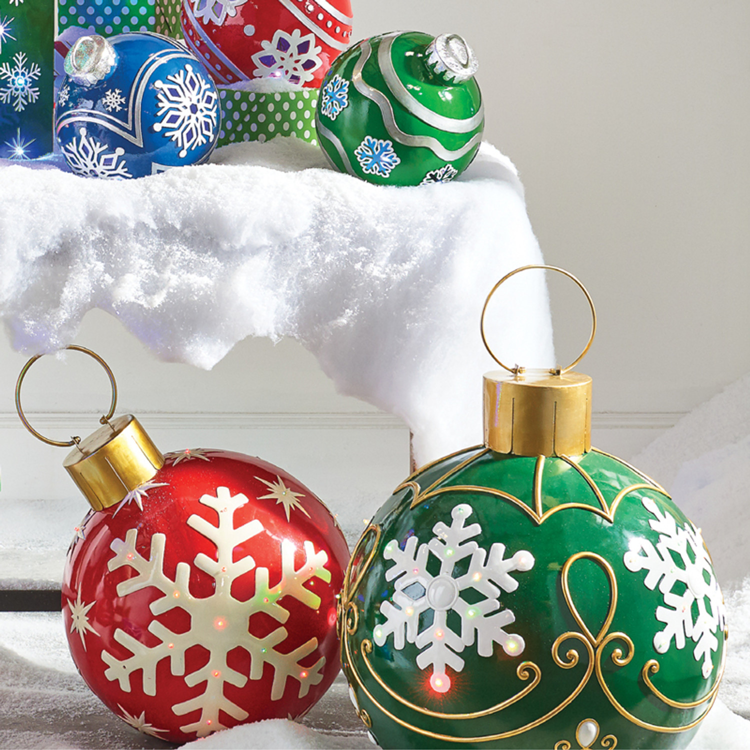 Raz Red or Green LED Lighted Ornament Christmas Decorations | Raz ...