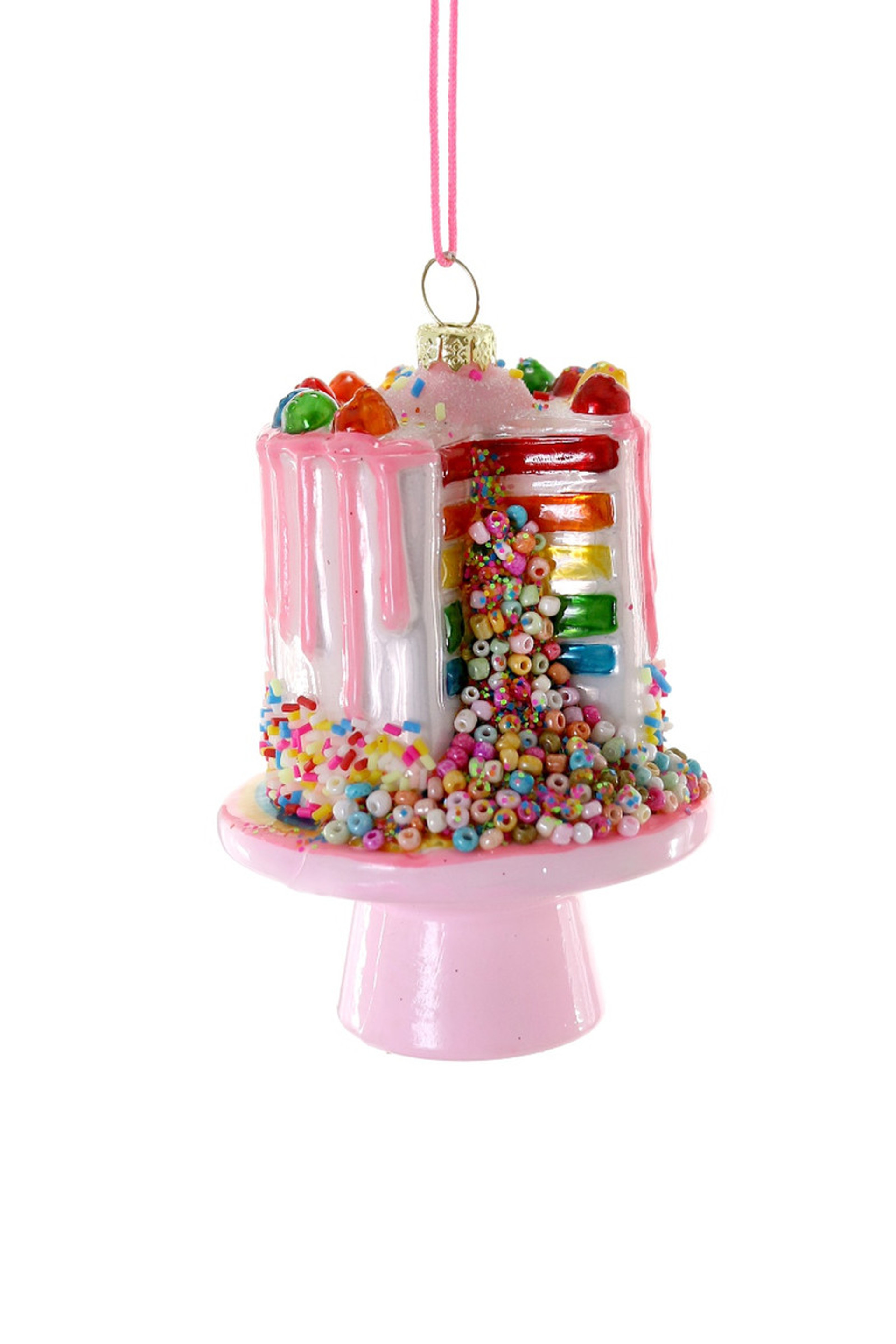 Cody Foster 4.25" Confetti Cake Glass Christmas Ornament Cody Foster Christmas Ornament