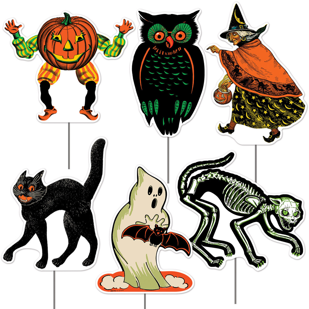 Beistle 8.5"9.25" Set of 8 Vintage Halloween Cutouts Beistle