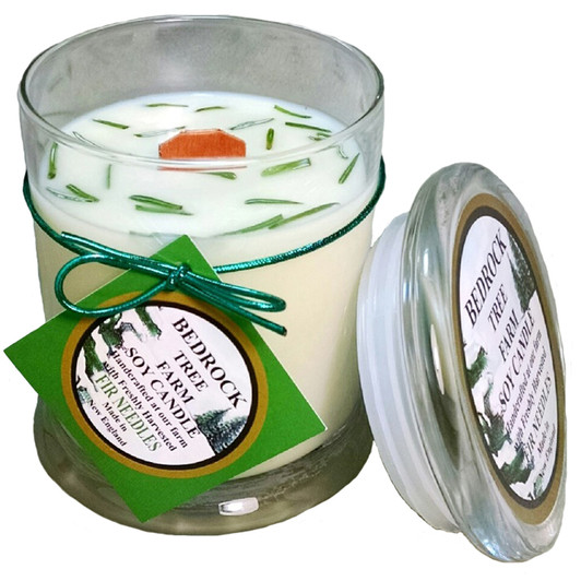 Bedrock Tree Farm Natural Fir Needle Wood Wick Soy Candle in Galvanized Pail Christmas Candle