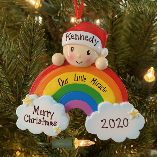 rainbow baby christmas ornament