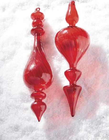 Raz 11,25" leuchtend rotes Glas-Weihnachtsornament 4122878