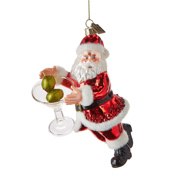 Raz 6" Eric Cortina Just One Drink Santa Glass Christmas Ornament 4153114 -2