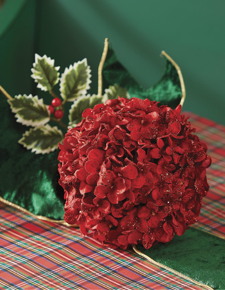 Raz 6.75" Red Glittered Floral Ball Christmas Ornament 4160806