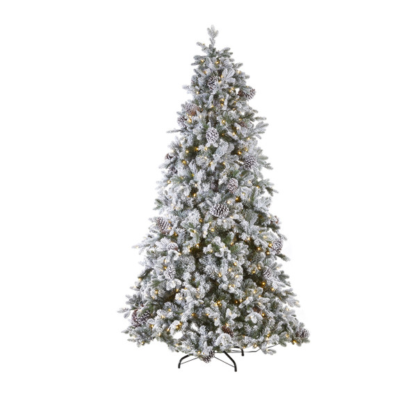 Raz 7.5' Pre-Lit Flocked Spruce Christmas Tree T4052012 -2